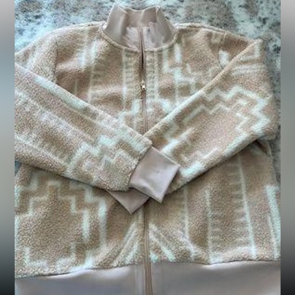 Susan Graver Weekend Soft Beige Sherpa Zip Jacket